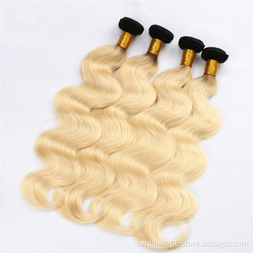 1b 613 brazilian bundle closure human hair lace frontal raw virgin hair weave body wave straight hair russian blonde